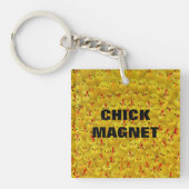 Funny CHICK MAGNET Yellow Easter Chicken Sleutelhanger (Voorkant)