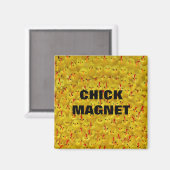Funny CHICK MAGNET yellow Easter chicnet 2" magnee (Voorkant / Achterkant)