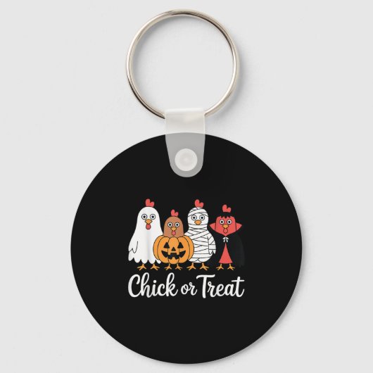Funny Chick Or Treat Chicken Halloween Sleutelhanger (Voorkant)