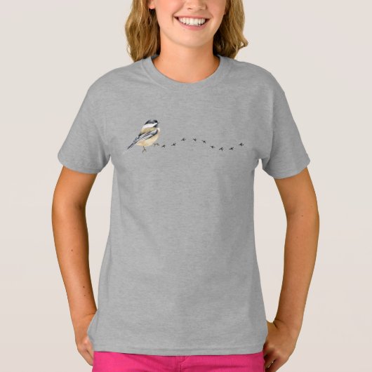 Funny Chickadee Cute Little Bird Tracks T-shirt (Voorkant)