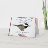 Funny Chickadee Kick Birthday Bird Eats Spider Kaart (Voorkant)