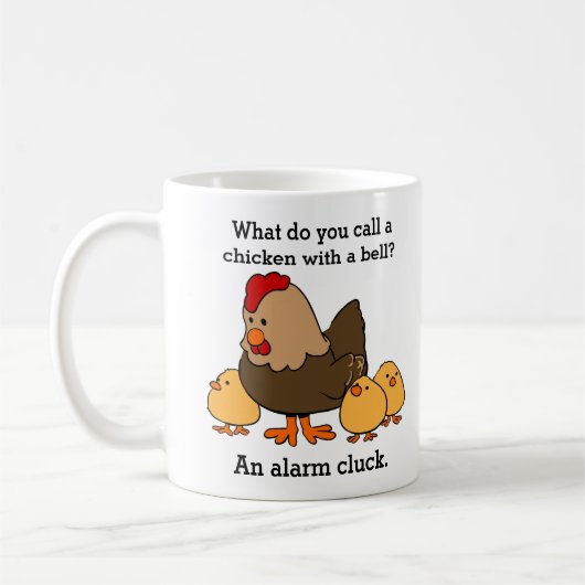 Funny Chicken Alarm Cluck Joke Koffiemok (Links)