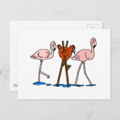 Funny Chicken and Flamingos Briefkaart (Voorkant / Achterkant)