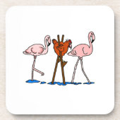 Funny Chicken and Flamingos Onderzetter (Voorkant)