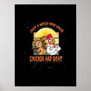 Funny Chicken and Goat Halloween Costume Gift Poster