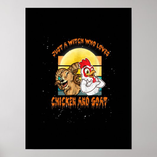 Funny Chicken and Goat Halloween Costume Gift Poster (Voorkant)