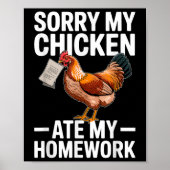 Funny Chicken Ate My Homework School Joke Poster (Voorkant)