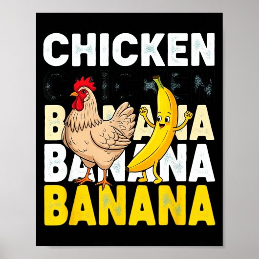 Funny Chicken Banana Dance Meme For Kids &amp; Adu Poster (Voorkant)