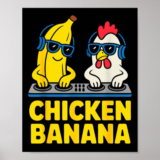 Funny Chicken Banana  Poster (Voorkant)