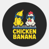 Funny Chicken Banana  Ronde Sticker (Voorkant)
