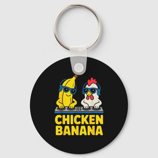 Funny Chicken Banana Sleutelhanger (Voorkant)