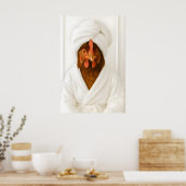 Funny Chicken Bathroom Print, Chicken In Bathrobe Poster (Keuken)