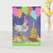 Funny Chicken Birthday for a Friend Voeg een naam  Kaart (Gele Bloem)