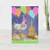 Funny Chicken Birthday for Mam with Party Chicken Kaart (Voorkant)