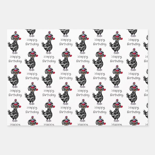 Funny Chicken Birthday Inpakpapier Vel (Voorkant 3)