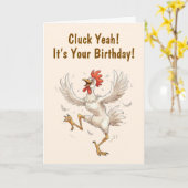 Funny Chicken Birthday Kaart (Gele Bloem)