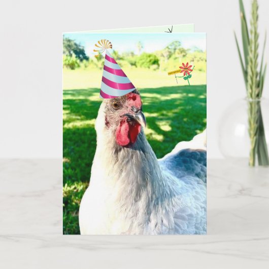 Funny Chicken Birthday Kaart (Voorkant)