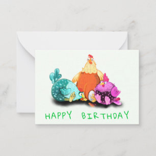 Funny Chicken Birthday Kaart Notitiekaartje