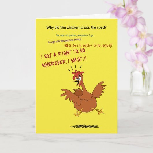 Funny Chicken Birthday wil boer Angry Kaart (Orchidee)