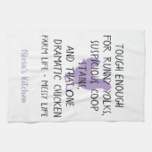 Funny Chicken Boerderij Owner Custom Name Violet B Theedoek (Horizontaal)