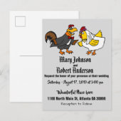 Funny Chicken Bride and Groom Wedding Invitation Uitnodiging Briefkaart (Voorkant / Achterkant)