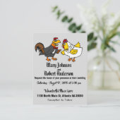 Funny Chicken Bride and Groom Wedding Invitation Uitnodiging Briefkaart (Staand voorkant)