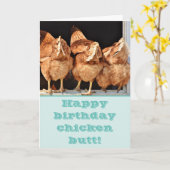 Funny Chicken Butt Birthday Kaart (Gele Bloem)