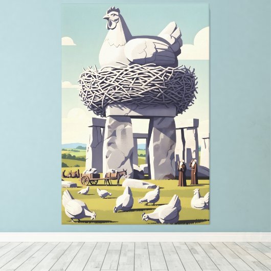Funny chicken canvas afdruk (Insitu (Houten vloer))