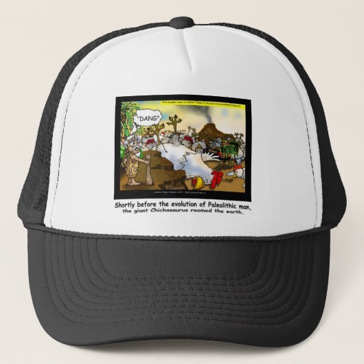 Funny Chicken (Chickasaurus) T - shirts Mokken Kaa Trucker Pet (Voorkant)