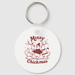 Funny Chicken Christmas Boerderij Animal Schattige Sleutelhanger