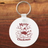 Funny Chicken Christmas Boerderij Animal Schattige Sleutelhanger (Voorkant)