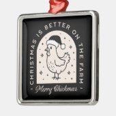 Funny chicken Christmas farm puns whimsical black Metalen Ornament (Links)