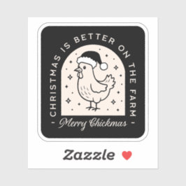 Funny chicken Christmas farm puns whimsical black Sticker