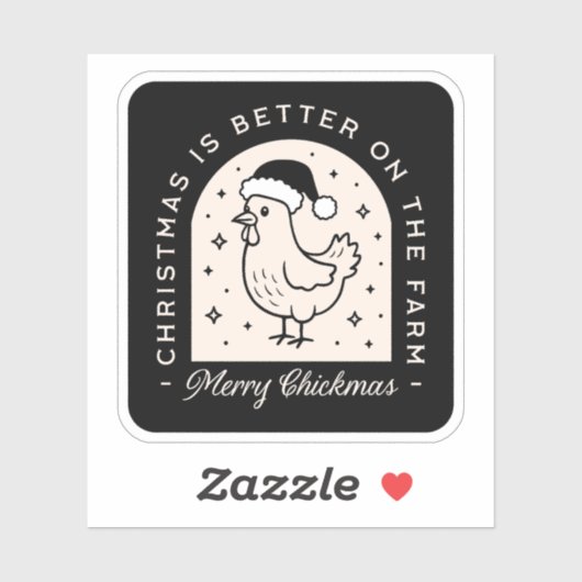 Funny chicken Christmas farm puns whimsical black Sticker (Vel)