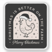 Funny chicken Christmas farm puns whimsical black Sticker (Voorkant)