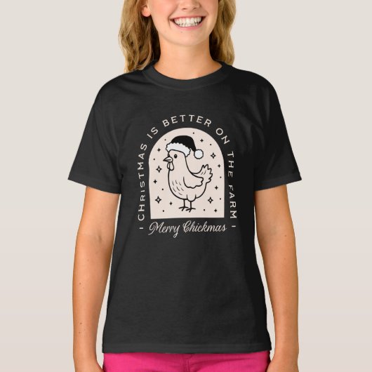 Funny chicken Christmas farm puns whimsical black T-shirt (Voorkant)