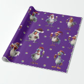 Funny Chicken Christmas Holiday Wine Party Paarse Cadeaupapier (Uitgerold)