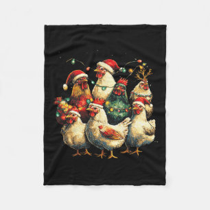 Funny Chicken Christmas Lights Boerderij Animal Sc Fleece Deken