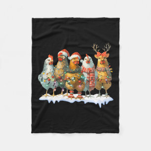 Funny Chicken Christmas Lights Boerderij Animal Sc Fleece Deken