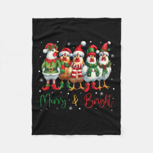 Funny Chicken Christmas Lights Boerderij Animal Sc Fleece Deken