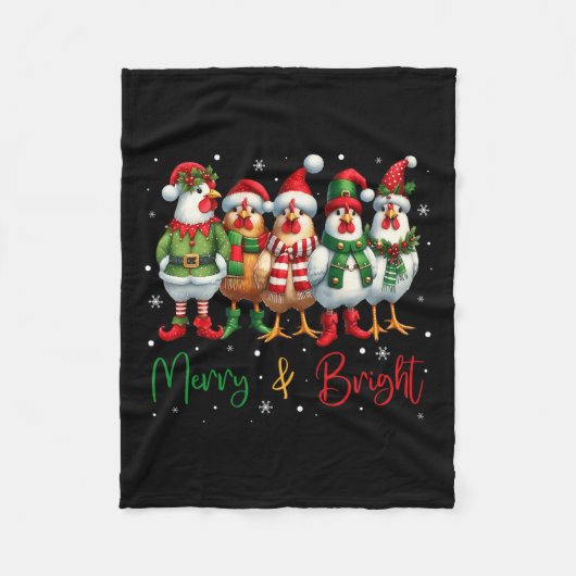 Funny Chicken Christmas Lights Boerderij Animal Sc Fleece Deken (Voorkant)