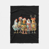 Funny Chicken Christmas Lights Boerderij Animal Sc Fleece Deken (Voorkant)
