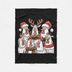 Funny Chicken Christmas Lights Boerderij Animal Sc Fleece Deken