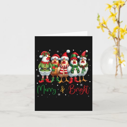 Funny Chicken Christmas Lights Boerderij Animal Sc Kaart (Gele Bloem)