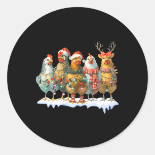 Funny Chicken Christmas Lights Boerderij Animal Sc Ronde Sticker