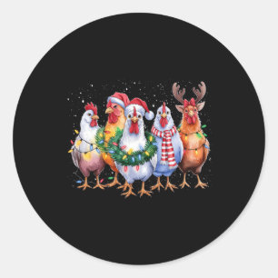 Funny Chicken Christmas Lights Boerderij Animal Sc Ronde Sticker