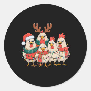 Funny Chicken Christmas Lights Boerderij Animal Sc Ronde Sticker