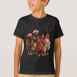Funny Chicken Christmas Lights Boerderij Animal Sc T-shirt