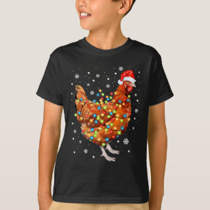Funny Chicken Christmas Lights Boerderij Animal Sc T-shirt