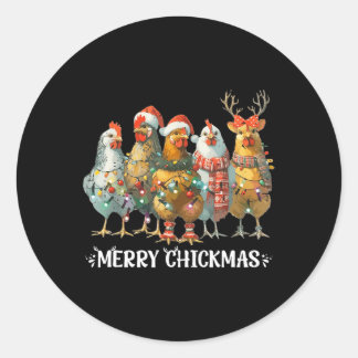 Funny Chicken Christmas Lights Boerderij Animal Xm Ronde Sticker